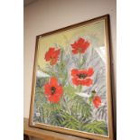 Gouache Painting ' Oriental Poppies ' signed Molly Thompson 1994