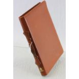 Vintage Tan Leather Gentleman's Stationery Case, the zipped case opening to reveal a fitted interior