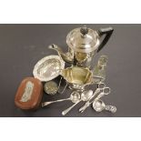 Mixed hallmarked Silver & other metalware to include; sifting spoon, bon bon dish, sugar tongs