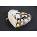 Mother of pearl shell heart shaped box with lid