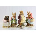 Four Border Fine Arts beatrix Potter figures to include; Mrs Tiggywinkle, Peter Rabbit, Benjamin