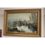 Oil Painting of River Scene by J T Wilkinson signed on stretcher 1939