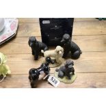 Six Poodles including Beswick, Border Fine Arts and Sherratt & Simpson