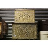 Brass Relief Covered Coal Box and a Magazine Rack