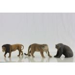 Three Wade World of Survival Animal figures to include; Bear, Lion, Cougar