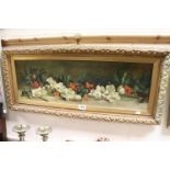 Oil on Canvas of Holly and Berries plus White Flowers in a gilt frame (signed by frame partially