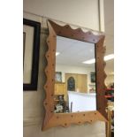 Heal's of London 1950's Rectangular Mirror within Shaped Teak Frame and Dark Stained Studs