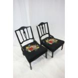 Pair of Ebonised Nursing Chairs on Casters retailed by Maple & Co London