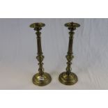 Pair of Tall Silver Plated Candle Stands on Corinthian Columns