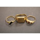 Three vintage hallmarked Gold rings to include 18ct