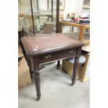 Victorian mahogany writing desk with single drawer & carving to legs