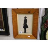 19th century Full Length Silhouette of a Gentleman in Maple Frame