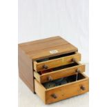 Pine Table Top Three Drawer Collectors / Tool Cabinet