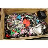 Large box of vintage & modern costume jewellery