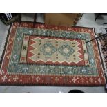 Geometric Pattern Green and Brown Ground Rug