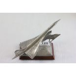 Concorde, English Miniatures Pewter Model on Plinth Base with UK and French Flags