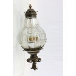 Large Glass and Bronzed Hanging Ceiling Lantern Light Shade