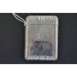 Victorian hallmarked Silver card case with coat of arms engraving front and back, Cornelius Saunders