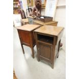 Late 19th century Mahogany Pot Cupboard with Two Drop Leaves together with an Oak Pot Cupboard