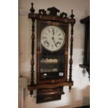 Late Victorian Tunbridge Ware Style Inlaid Hanging Wall Clock