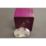 Lalique glass perfume bottle, lacking stopper and in a vintage Asprey box