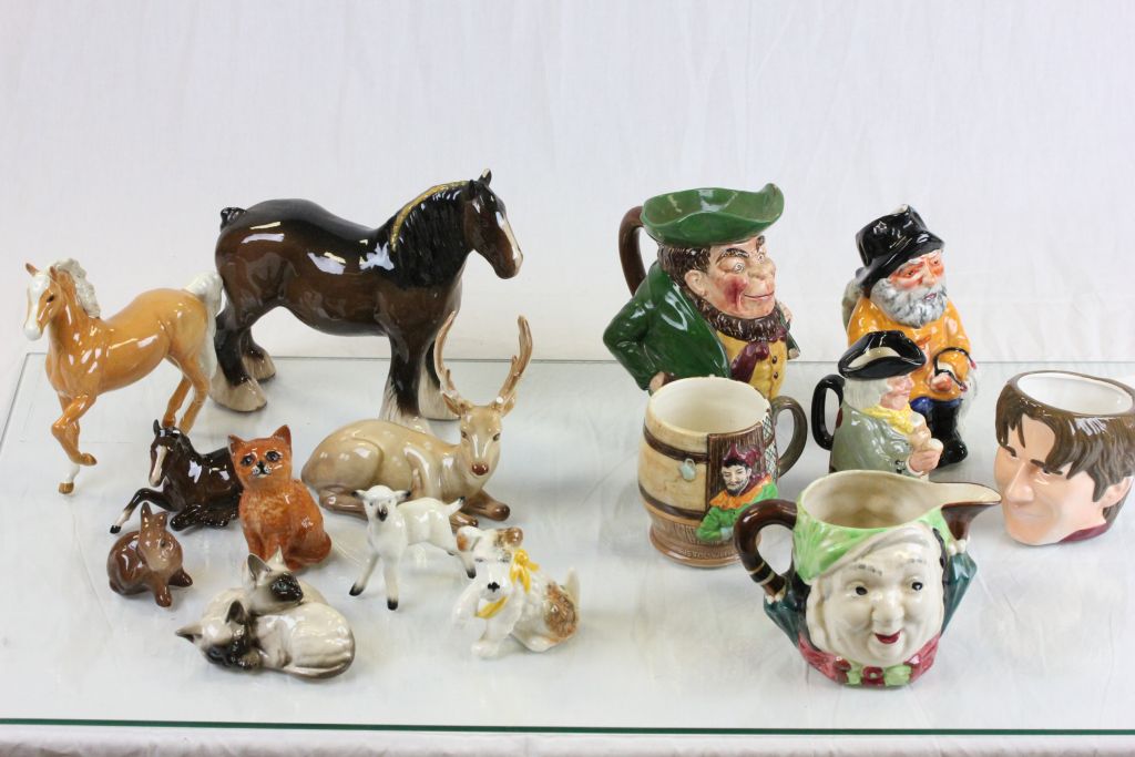 Mixed ceramics in two boxes to include; beswick and Sylvac animals and a Doulton Toby jug