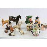 Mixed ceramics in two boxes to include; beswick and Sylvac animals and a Doulton Toby jug