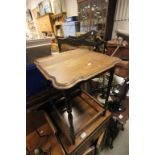 Early 20th century Mahogany Square Side Table with shaped top above ornately carved carbriole legs