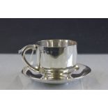Scottish hallmarked Silver cup & saucer, George Edward & Sons Glasgow 1899