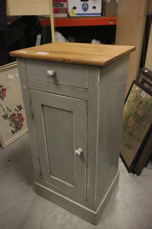 Pine bedside cupboard with drawer
