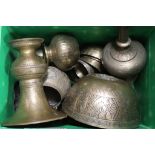 Box of 19th Century Oriental brass & Eastern items