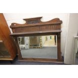 Early 20th century Oak Overmantle Mirror with Bevelled Glass
