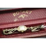 Vintage Ladies 9ct Gold Rotary Watch, Cased