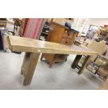 Large 19th century Heavy Rustic French Carpenters / Work Bench Pine with integrated vice