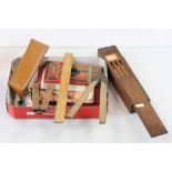 Vintage set of Art School crayons by Anglo, a vintage wooden sliding/swivel top pencil box