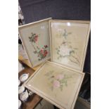 Three Chinese Paintings on Silk, framed and glazed