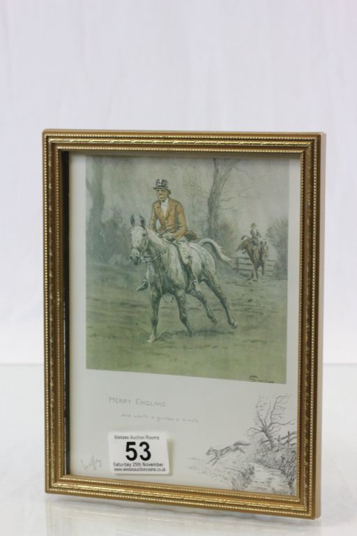 Snaffles ' Merry England ' Hunting Print with print of Snaffles pencil signature to margin