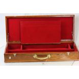 Oak Gun Box with red lined interior and brass handle