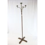 Standard Four Branch Brass Candle Holder on an Oak Stand