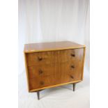 Heal's of London 1950's Teak Chest of Three Long Drawers with Dark Stained Acorn Handles and