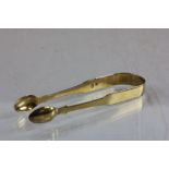 Pair of Georgian hallmarked Silver sugar tongs with gilded finish
