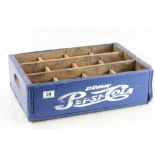 Wooden Painted Bottle Crate marked ' Drink Pepsi-Cola ' with twelve compartments