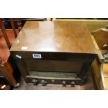 Vintage Phillips Walnut Cased Combined Radio and Record Player together with small quantity of 78's