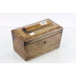 Georgian Mahogany Tea caddy containing a collection of Fossils