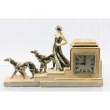 Art Deco ceramic clock marked ODYV 50 to base
