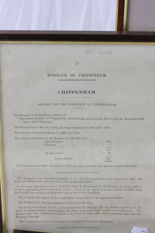 Framed & glazed prints and photographs to include a 19th Century map of Chippenham and Corsham - Image 2 of 6