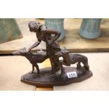 Art Deco style resin figure of Diana and Hounds