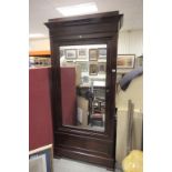 Good 19th Century mahogany wardrobe with mirrored door & two secret drawers below