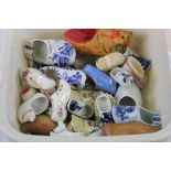 Collection of Dutch Ceramic and Wooden Clogs