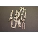 Silver Chain with Silver razor Blade Pendant